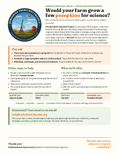 First page of the Pumpkin Providing Partners (for farms) handout